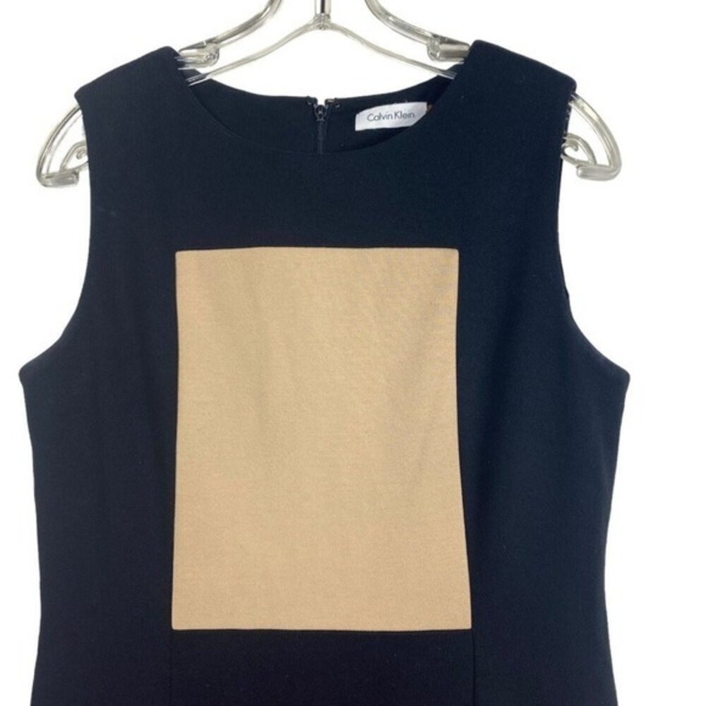Calvin Klein‎ Colorblock Sheath Dress Size 6 Sleeveless Black Red Beige  Office - Picture 5 of 11